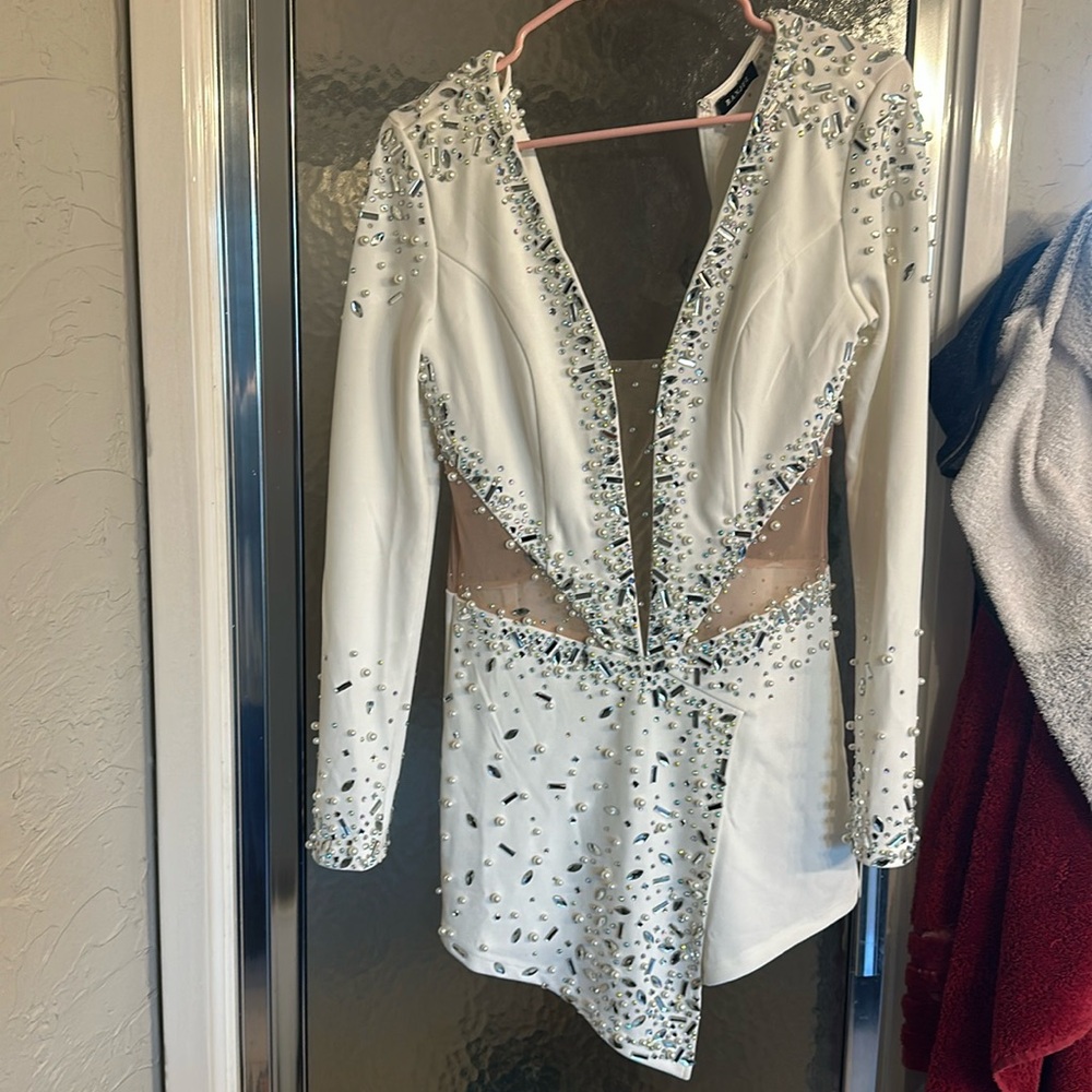 Cream romper with rhinestones